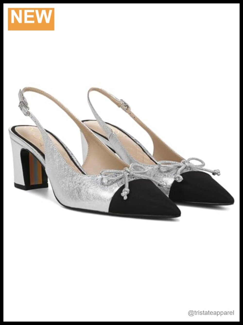Slingback Pointed Toe Block Heel Pumps